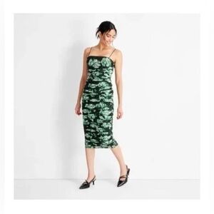 Future Collective Sheer Ruched Midi Dress